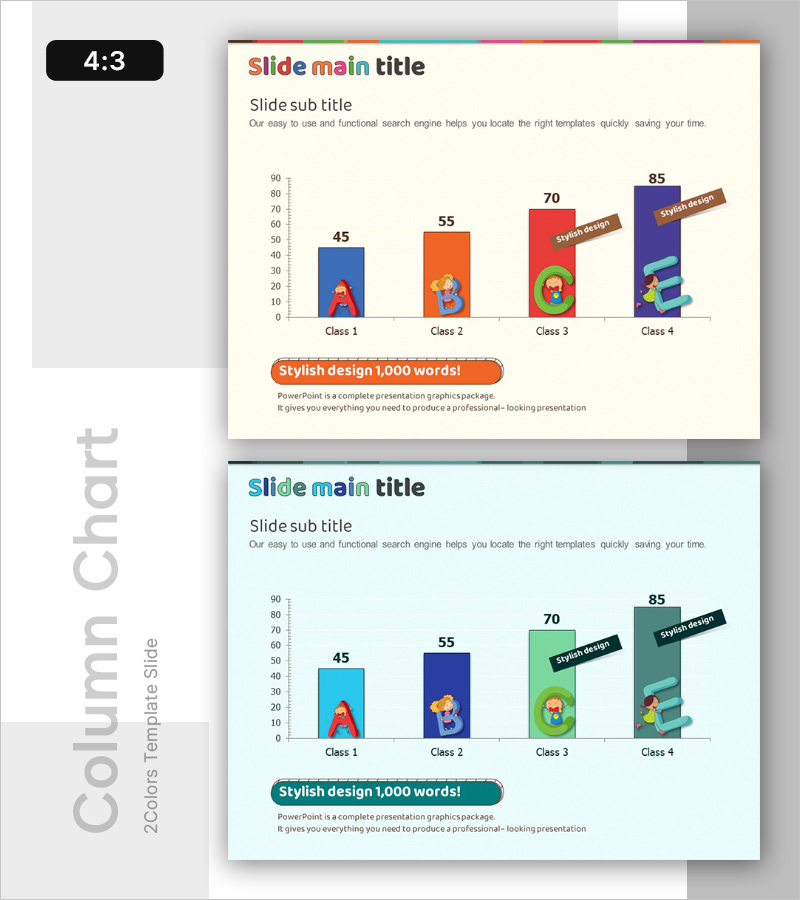 알파벳 학습을 위한 막대 그래프 – 생동감 있는 디자인