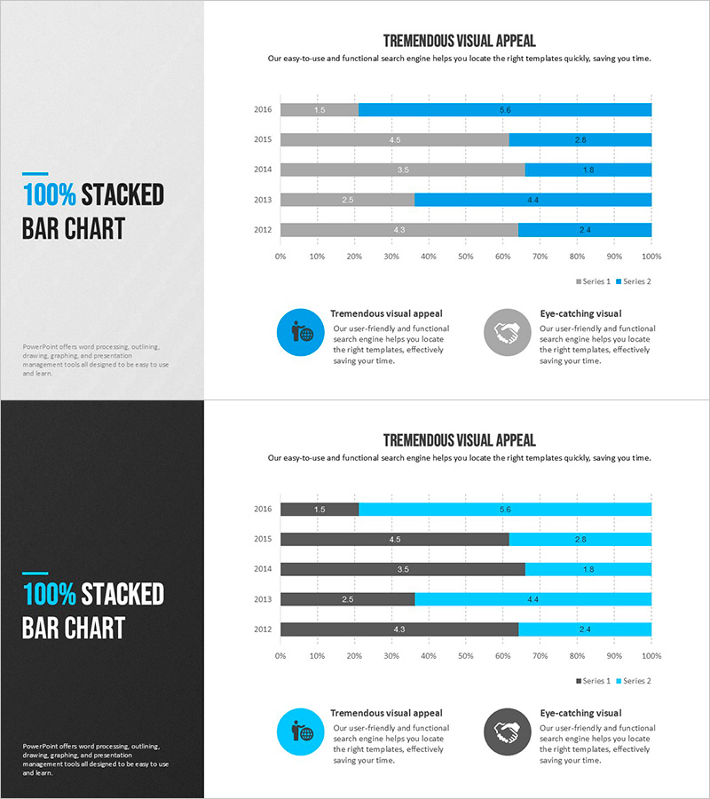 모던 블루 바 차트로 성과 시각화 – 사업 추진 전략