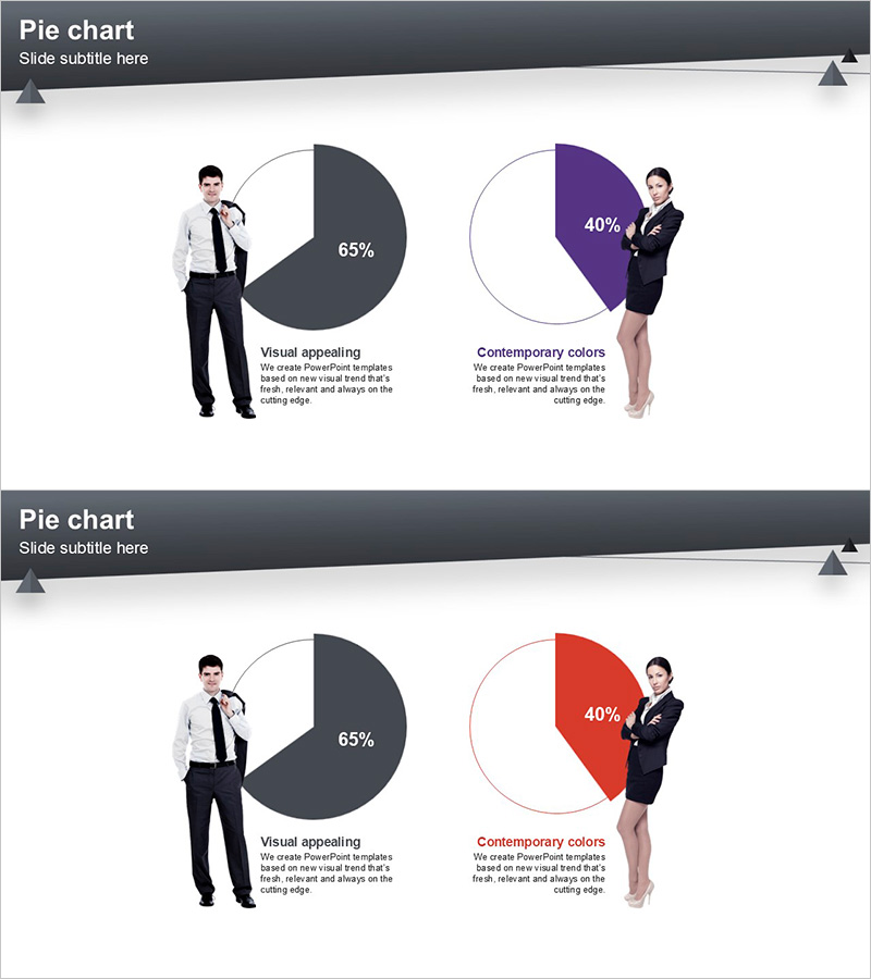 시장 분석을 위한 파이 차트 프레젠테이션 템플릿 - 비주얼과 현대적 색상