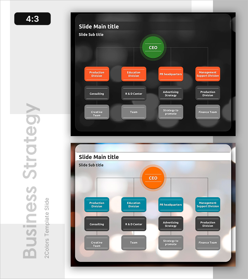 야경 불빛을 활용한 조직도 슬라이드 – 시각적 구조 강조