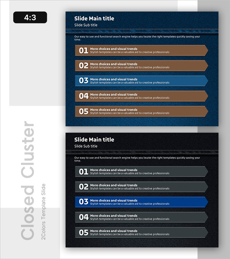 데님 PPT 5가지 항목박스