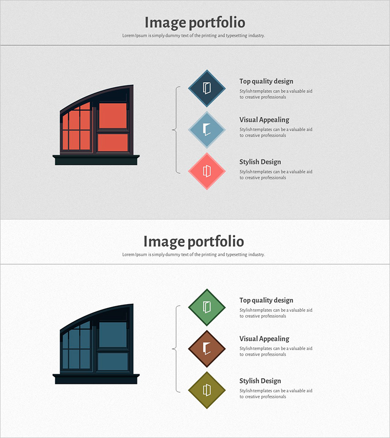 스퀘어 프레임 템플릿 이미지 포트폴리오 – 세련된 디자인과 비주얼 프레젠테이션