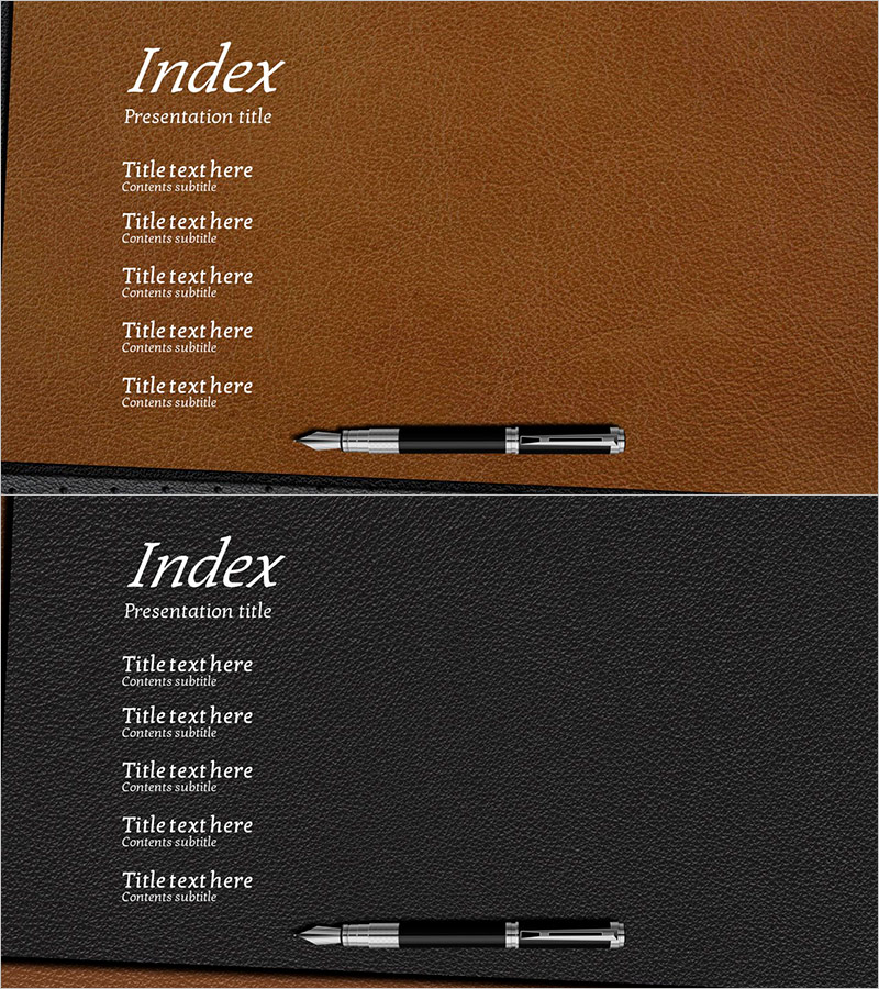 가죽 소재 목차 템플릿 – 전문성과 세련미