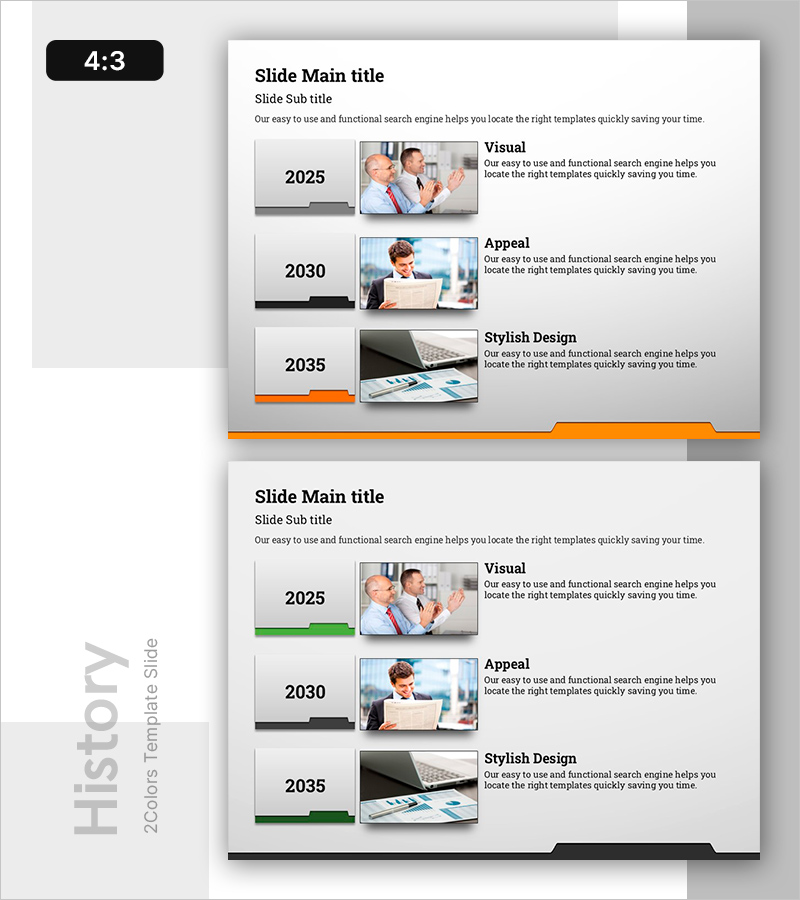 폴더형 히스토리 슬라이드 – 연혁을 시각화하다