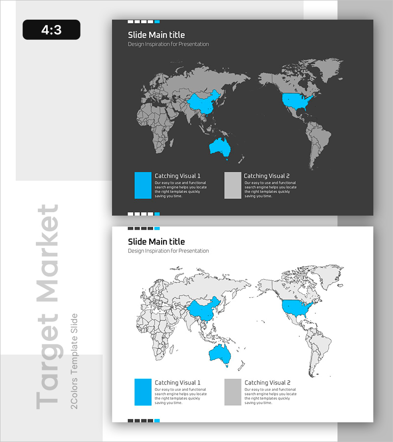 글로벌 타겟 시장을 시각화한 PPT 슬라이드 – 시장 분석과 기회