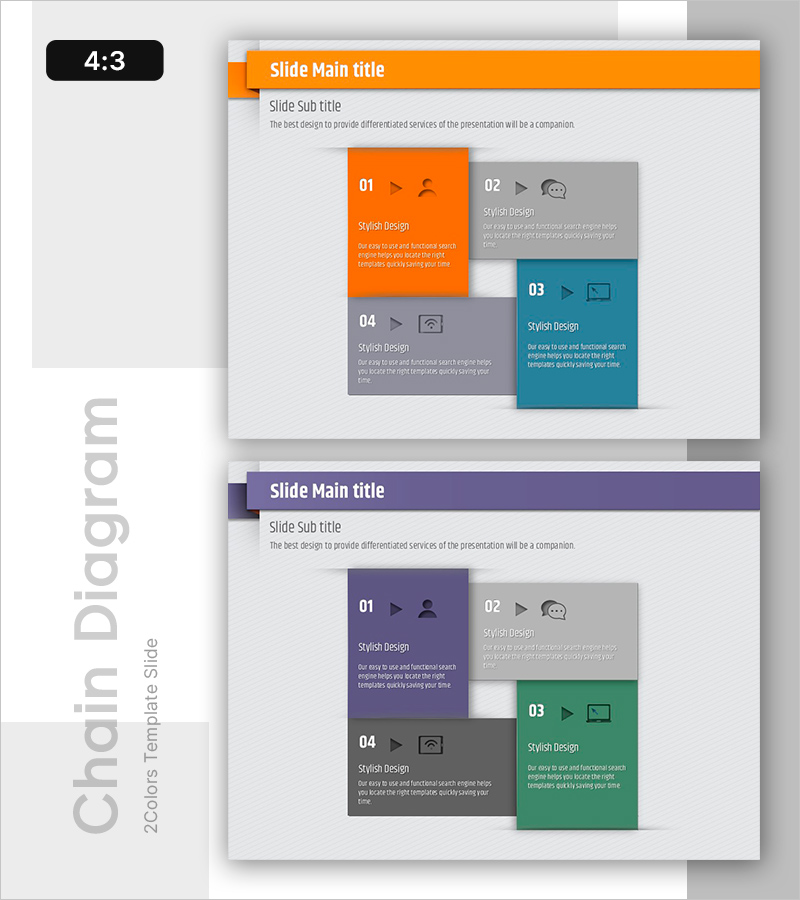 연결형 다이어그램 - 스타일리시한 다이어그램 슬라이드