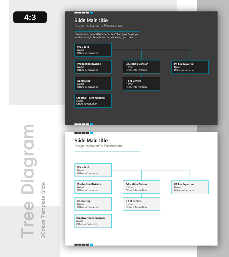 심플 트리 구조 슬라이드 – 조직도를 위한 효과적 다이어그램
