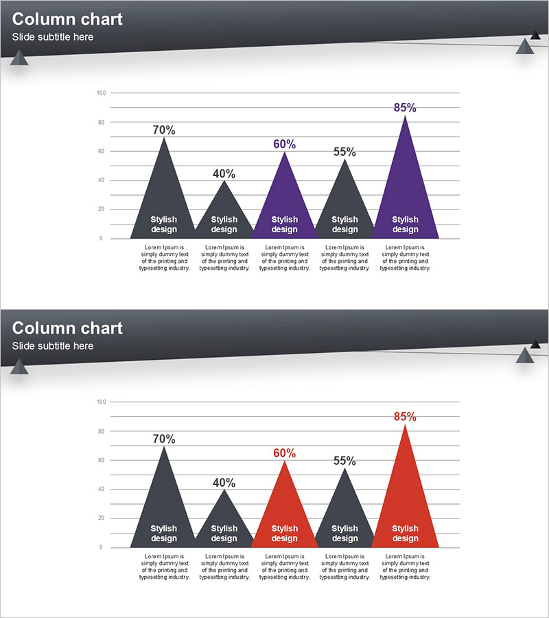 레이아웃 디자인 프레젠테이션 템플릿 – 세로 막대 그래프