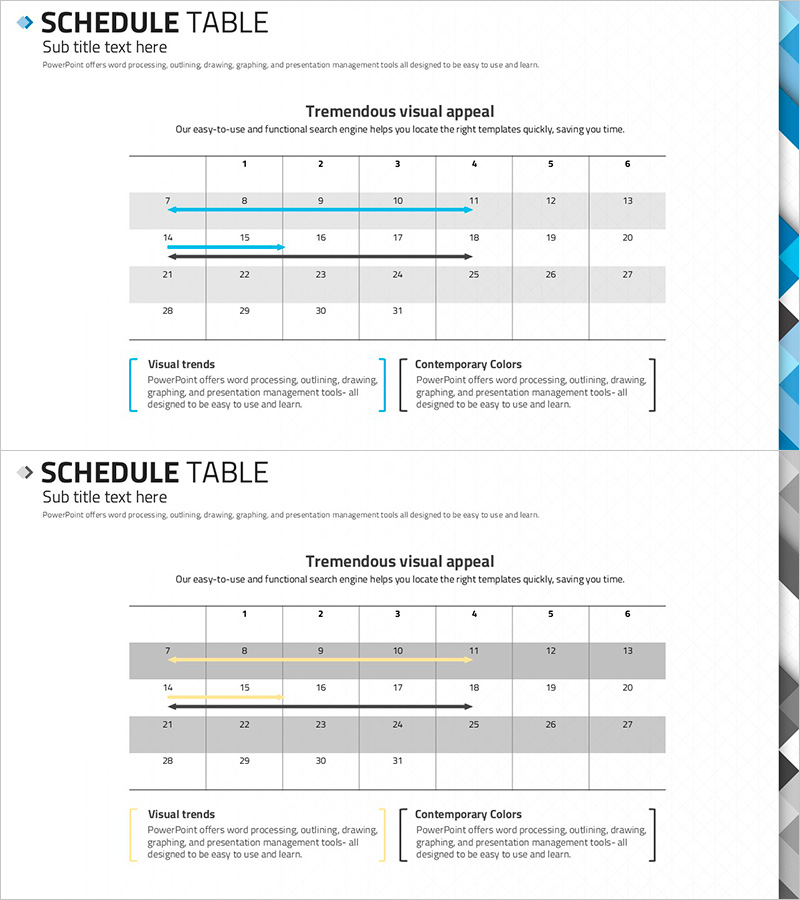 ABSTRACT PATTERN Presentation Schedule Table – Efficient Operations Planning
