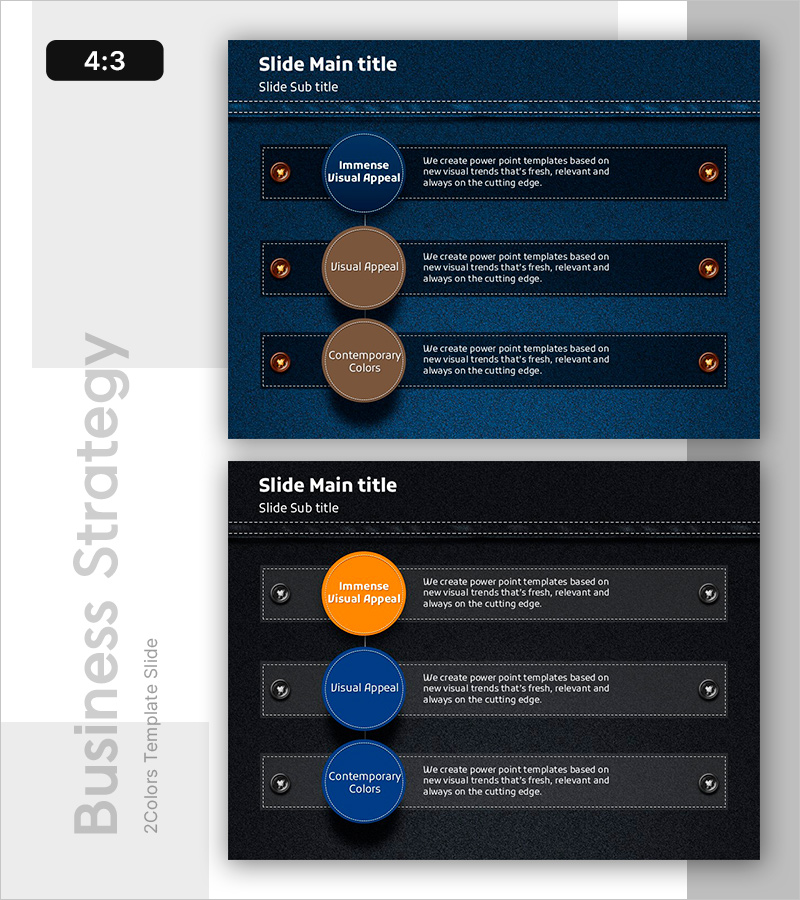 데님 PPT 연결 다이어그램 – 사업 관리와 운영 계획에 적합한 디자인