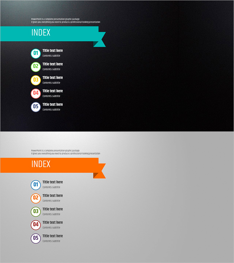 다섯가지 컬러 와이드 템플릿_목차