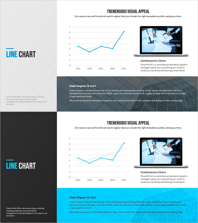 모던 블루 꺾은선 그래프로 시장 분석 시각화 – 디지털 마케팅 전략
