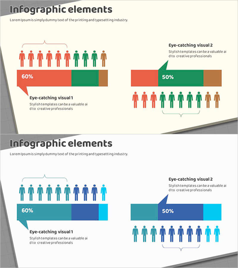 고객 분석 그래픽을 위한 박스 PPT 템플릿