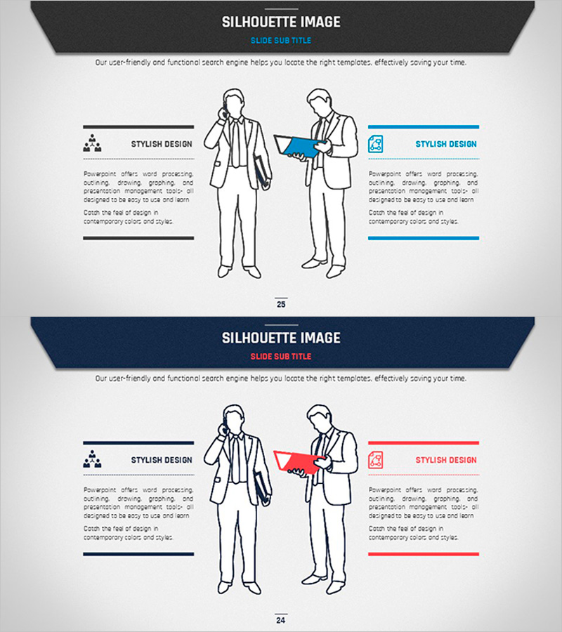 비즈니스 플랜 슬라이드 템플릿 – 실루엣 디자인