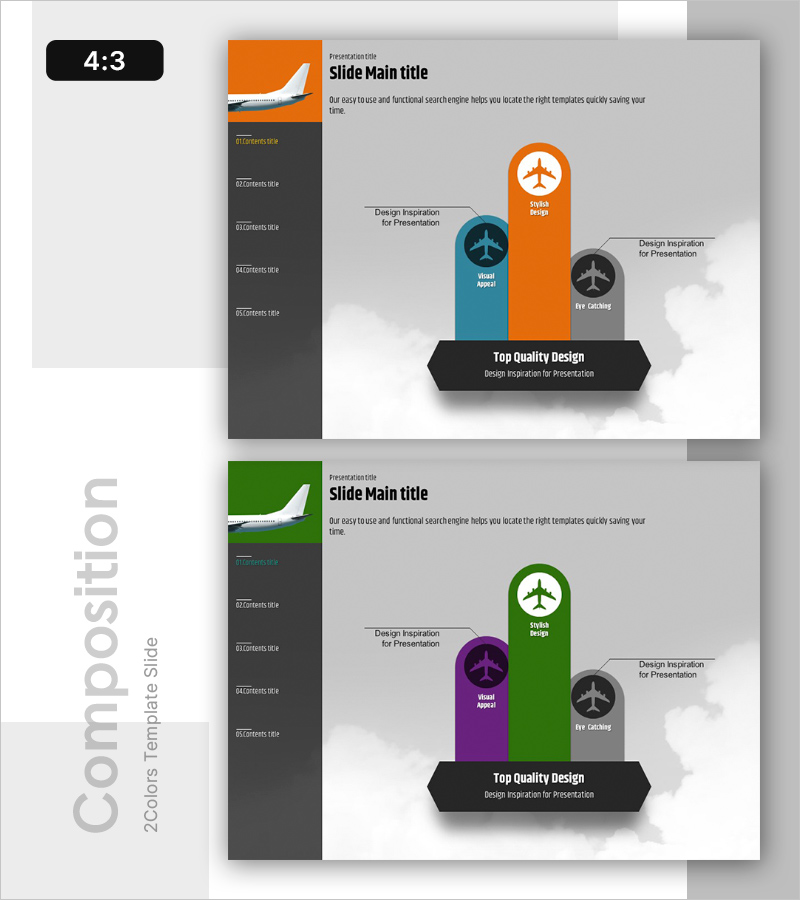항공사 이용객 순위 슬라이드 템플릿 – 경쟁 우위를 강조하는 디자인