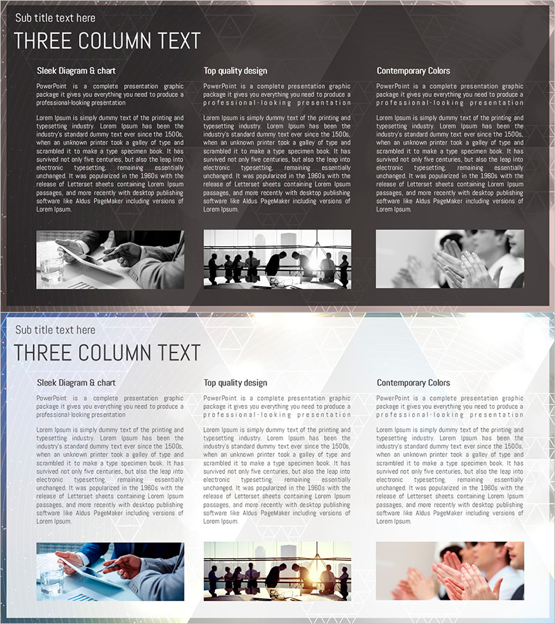 삼각패턴 템플릿 – 3개 칼럼 텍스트 활용