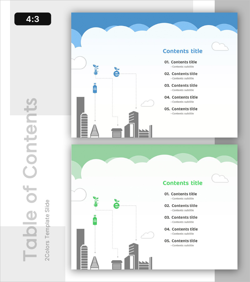 친환경 일러스트 목차 템플릿 – 지속 가능성을 담다