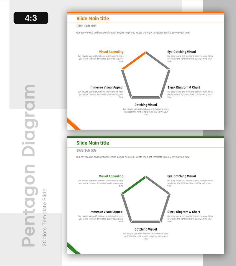 오각형 확산 다이어그램으로 사업 전략 시각화 – 핵심역량 강조