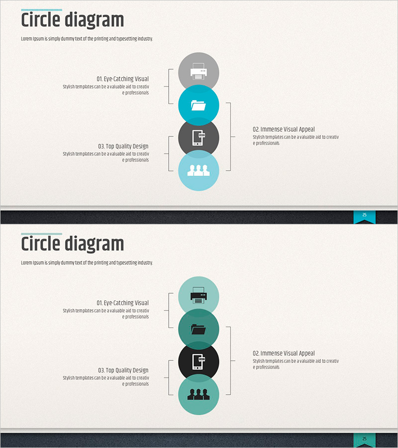 모던 비즈니스 템플릿 원형 다이어그램 – 제품/서비스 소개