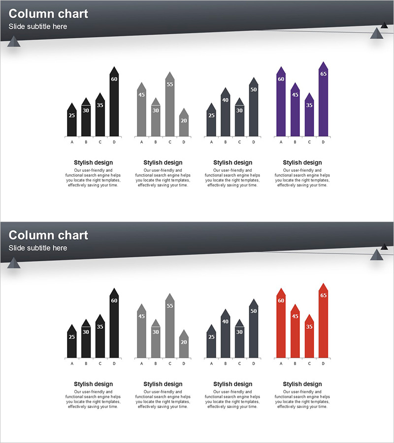 Layout Design Presentation Template - Column Charts