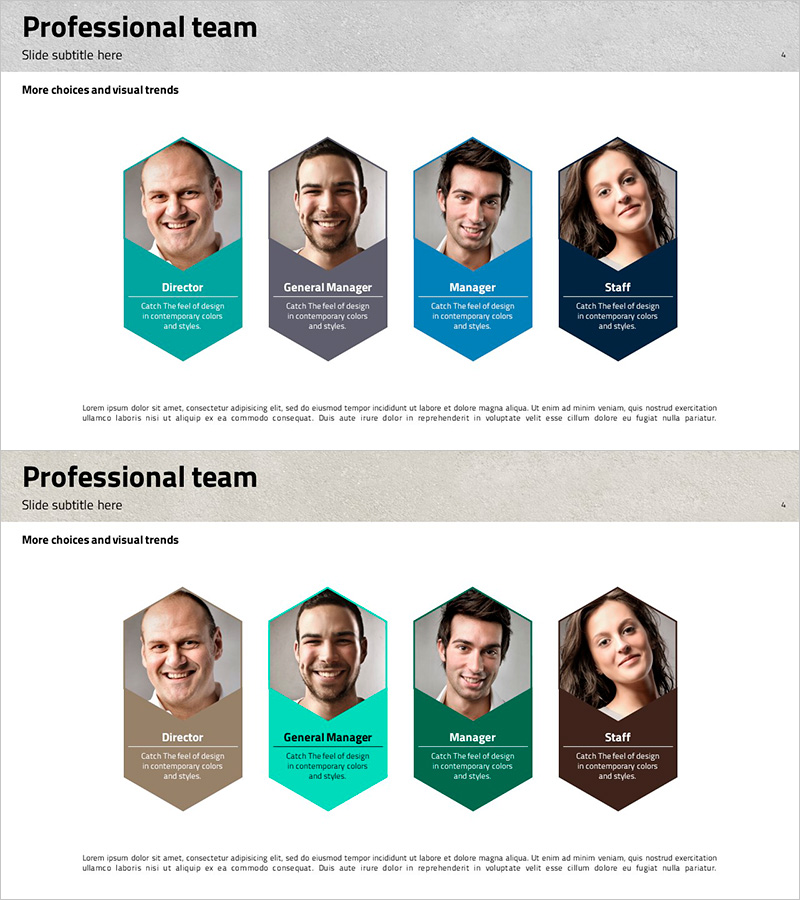 트라이앵글 패턴 템플릿을 활용한 전문팀 소개