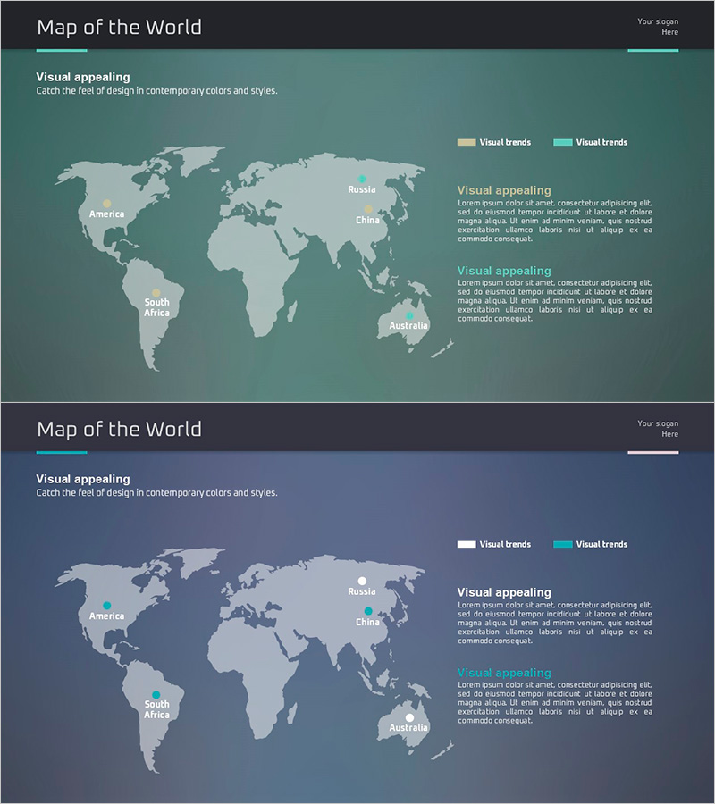 아이디어 프레젠테이션 와이드 템플릿 - 글로벌 시장 분석