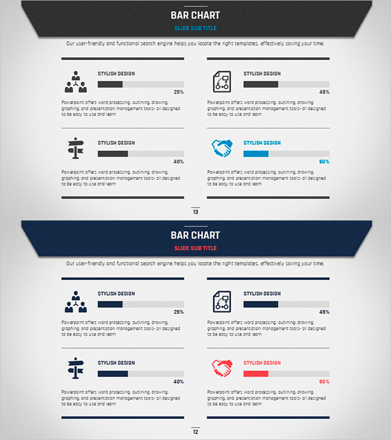 비즈니스 플랜 템플릿 바 차트