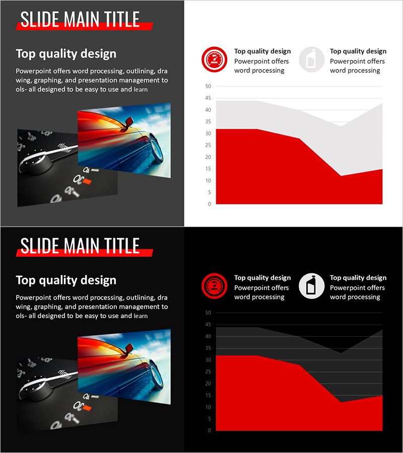 심플 자동차 와이드 프레젠테이션 영역형 차트