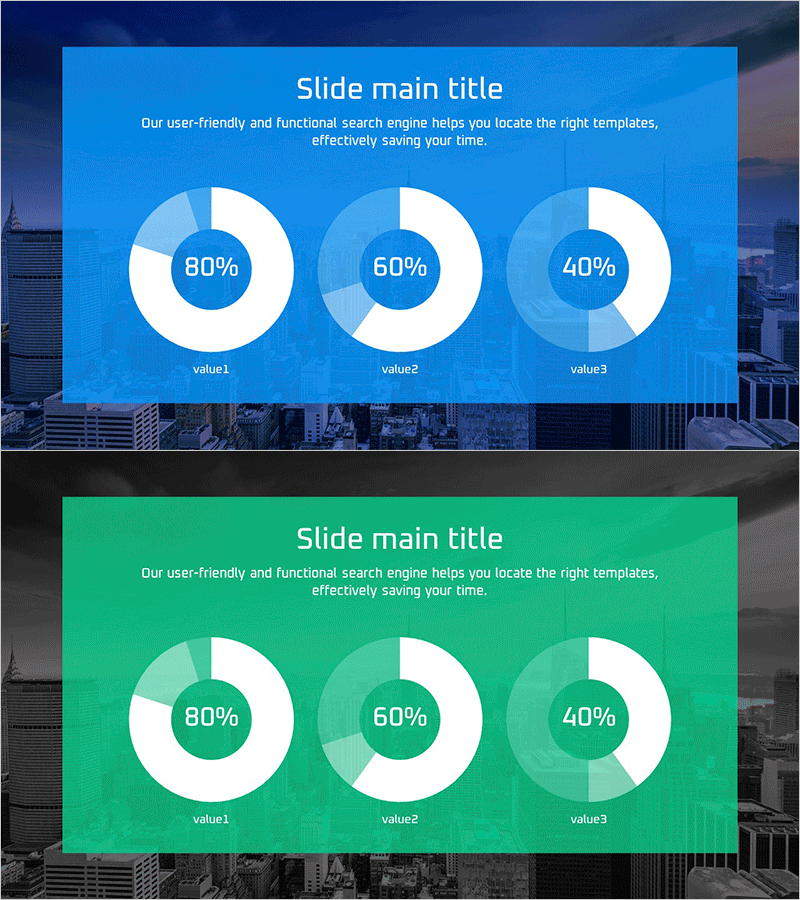 시티 테마 시장 점유율 그래프 – 비즈니스 데이터 시각화