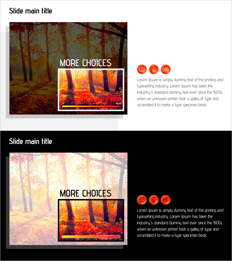 여러 선택 옵션이 있는 프레젠테이션 슬라이드 – 감성을 담다