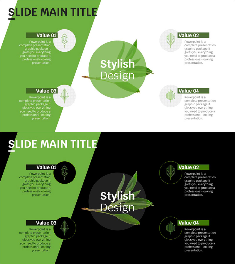 트렌드 컬러 와이드 템플릿 다이어그램 – 사업 비전과 전략