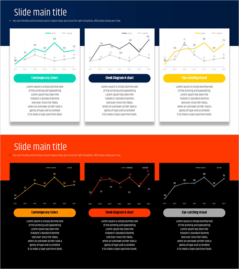 타이포 그라피 와이드 템플릿 꺾은선 차트 – 시장 분석을 위한 데이터 시각화