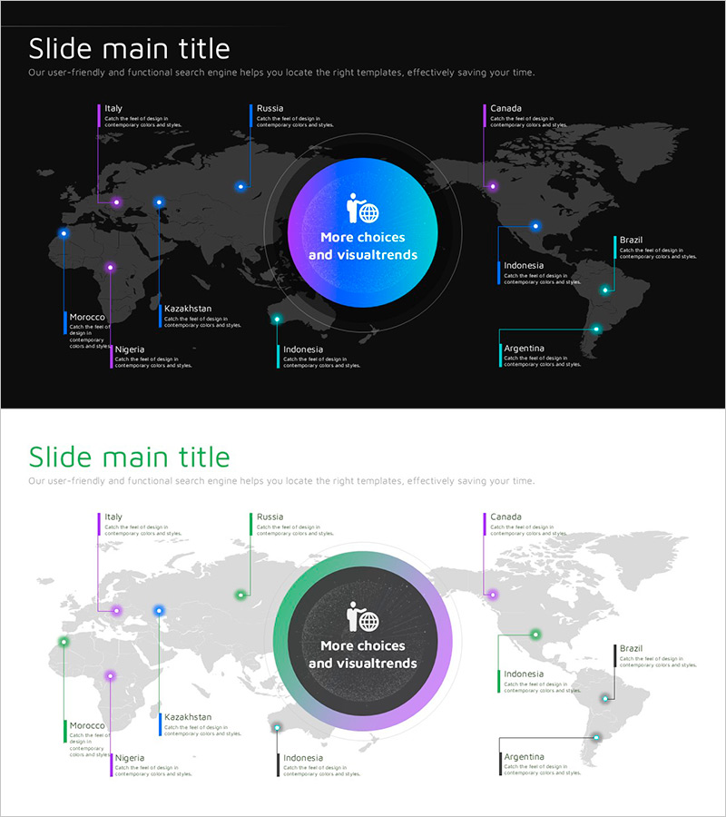 무한 에너지와이드 PPT 지도 – 글로벌 네트워크 분석