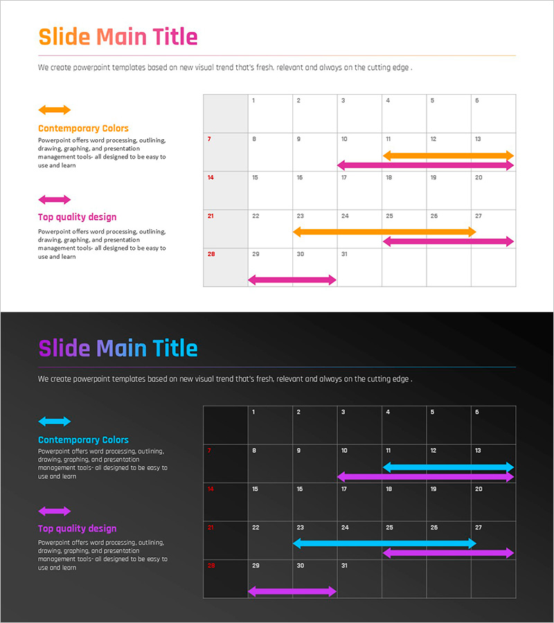 그라데이션 피피티 와이드 템플릿 일정표 – 사업 추진 전략