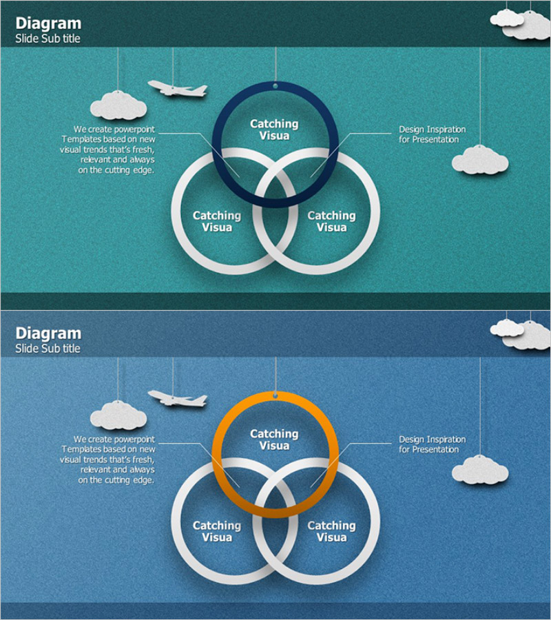 종이 테마 중첩 다이어그램 – 협업과 소통