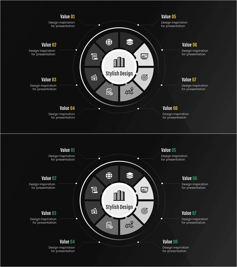 금융 비즈니스 영역 원형 다이어그램 – 비즈니스 소개를 위한 효과적인 시각화