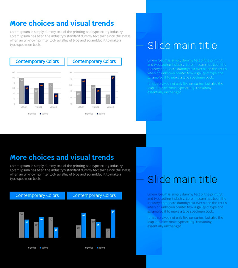 블루라인 와이드 템플릿 – 세로막대 차트 분석