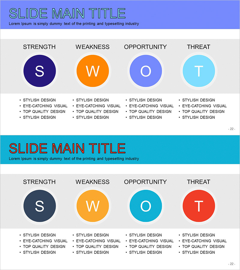 SWOT 분석 심플 다이어그램 – 시장 및 경쟁사 분석 도구
