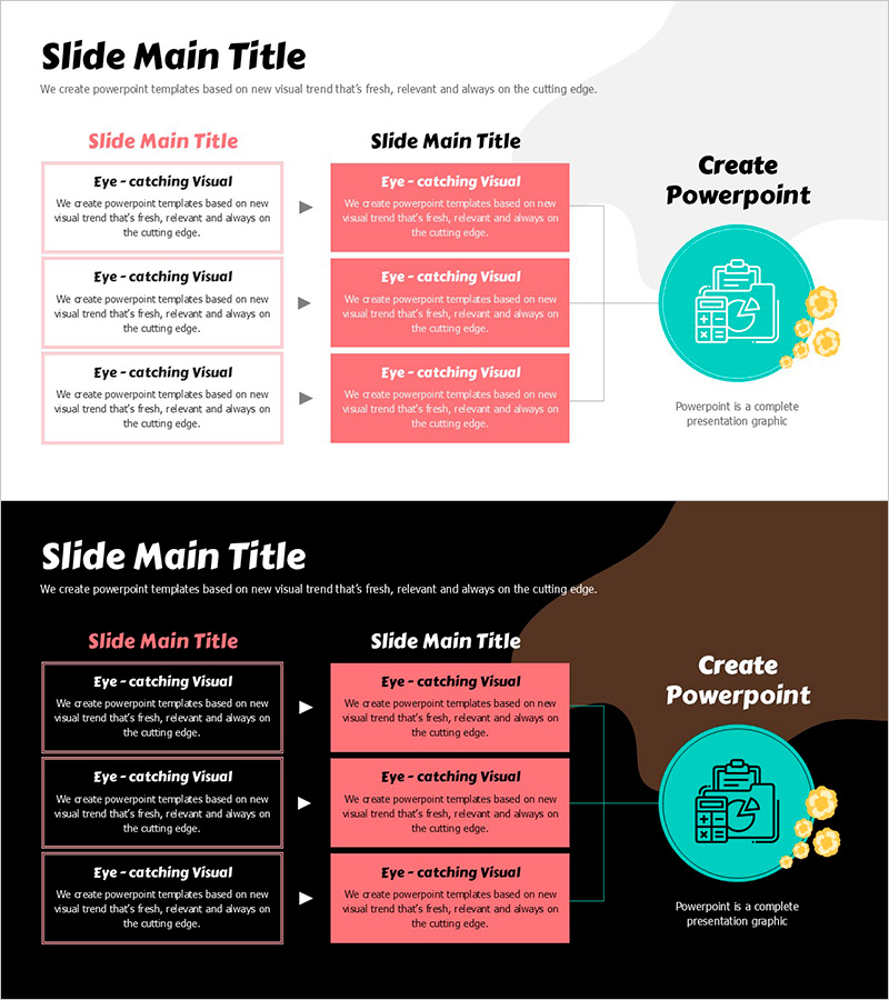 봄 파스텔 와이드 파워포인트 템플릿 다이어그램 – 사업추진 전략과 구조