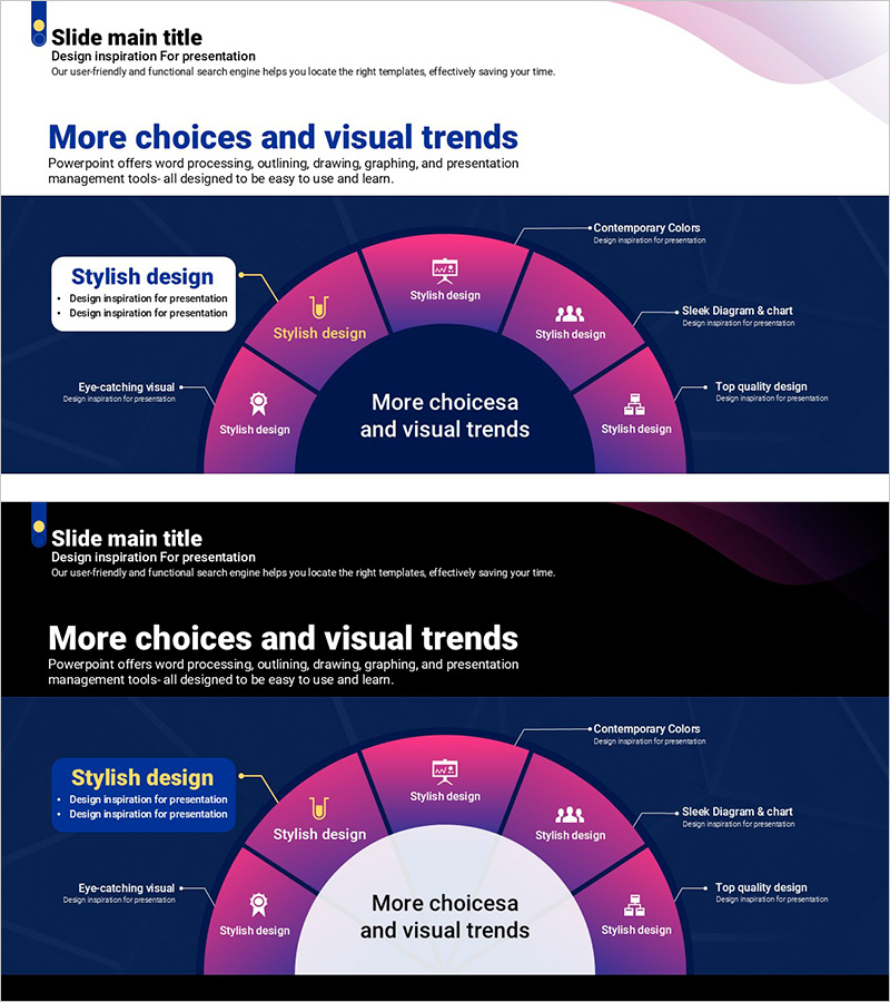 곡선 테마 보라색 템플릿 다이어그램3 – 사업 영역 소개