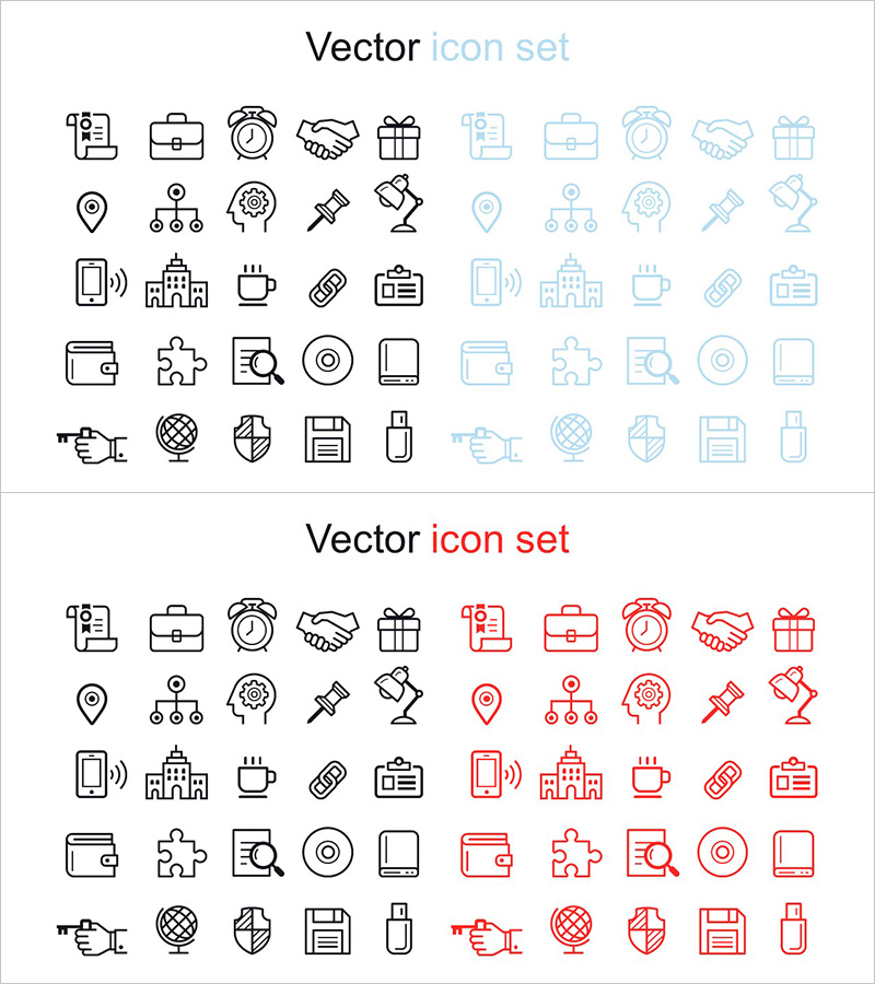 아이콘 세트를 활용한 프레젠테이션 – 비즈니스 샘플