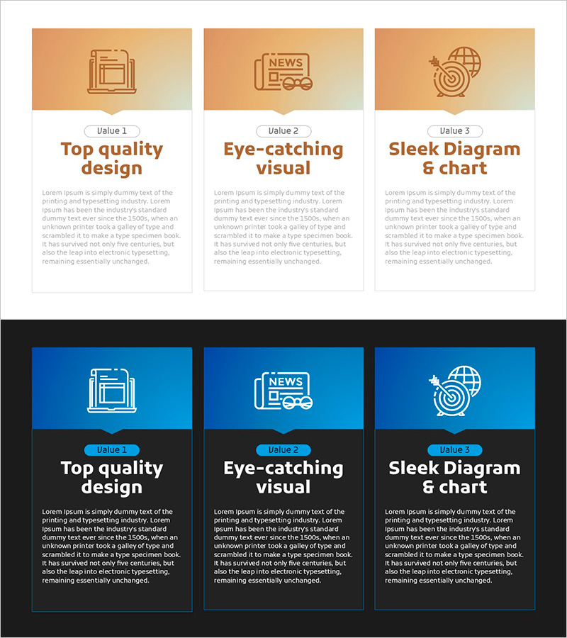 도트패턴 와이드 파워포인트 템플릿 – 전략과 성과 시각화