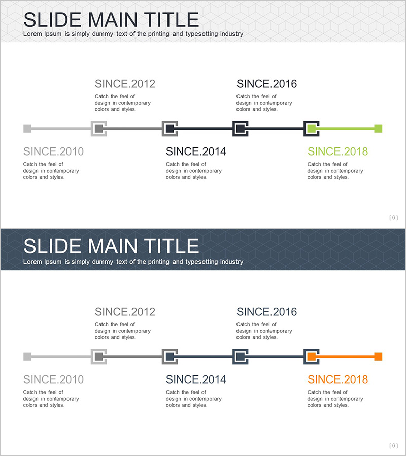 사각 연혁 다이어그램 – 회사 연혁을 한눈에