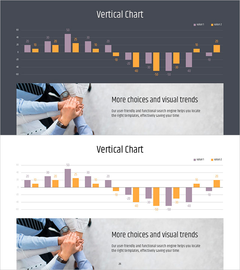 심플 피피티 와이드 템플릿 세로막대 차트