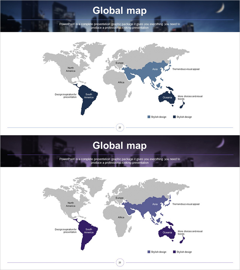 새벽 도시 테마 글로벌 지도