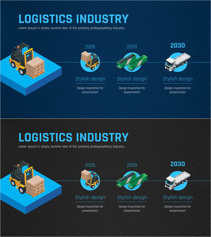 물류 산업 연혁 다이어그램 – 회사 소개를 위한 비주얼