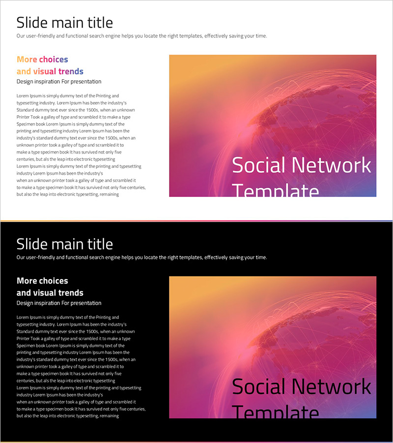 소셜 네트워크 사업 소개를 위한 와이드 템플릿