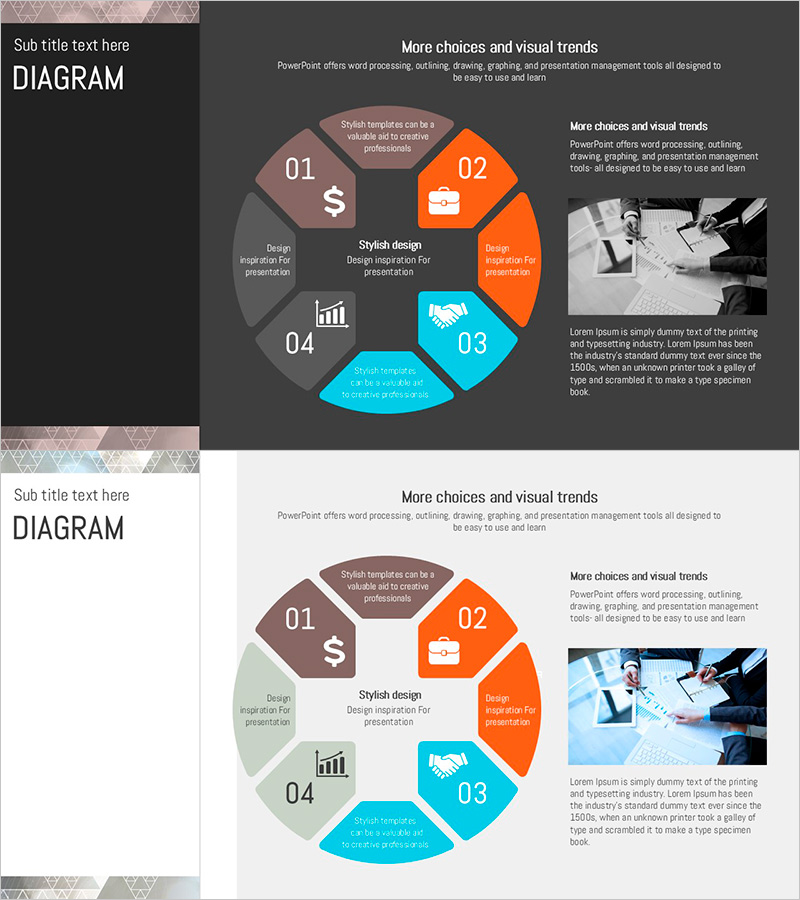 삼각패턴 다이어그램으로 사업 비전과 전략 소개