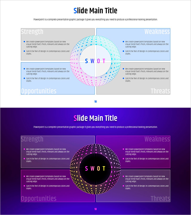 기하학 패턴 와이드 PPT SWOT – 분석의 기회를 담다
