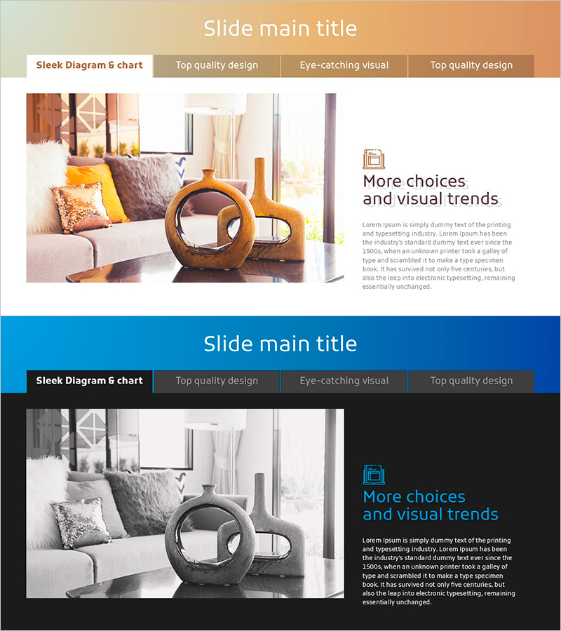 도트패턴 와이드 파워포인트 템플릿 이미지&텍스트 – 사업 비전과 전략